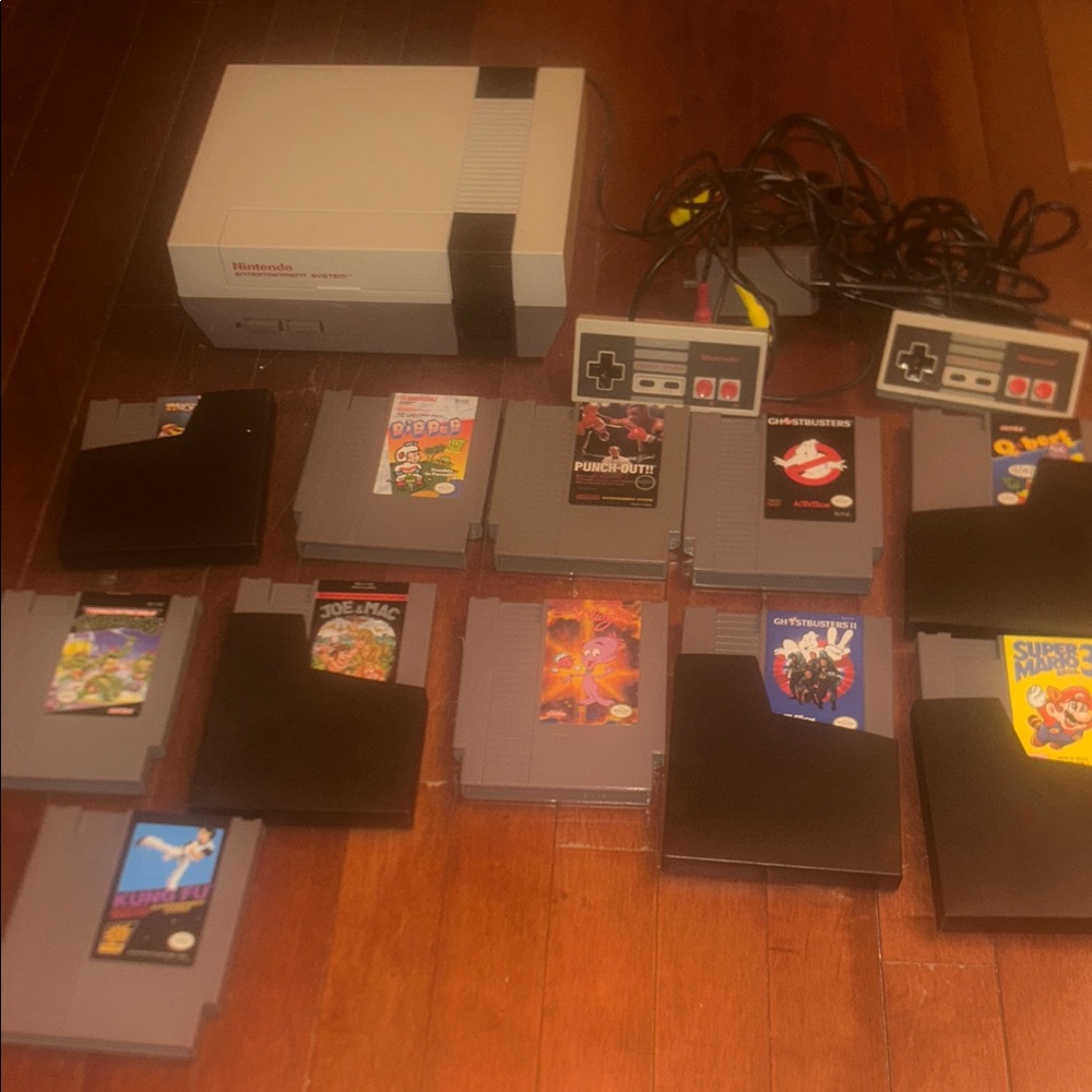 Nintendo Console with Controllers and Game Collection - Gray